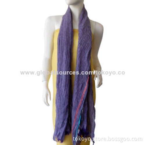 Crinkle woven scarf with yarn dyed/made of poly and cotton/200*70+2.5cm size, marl effect